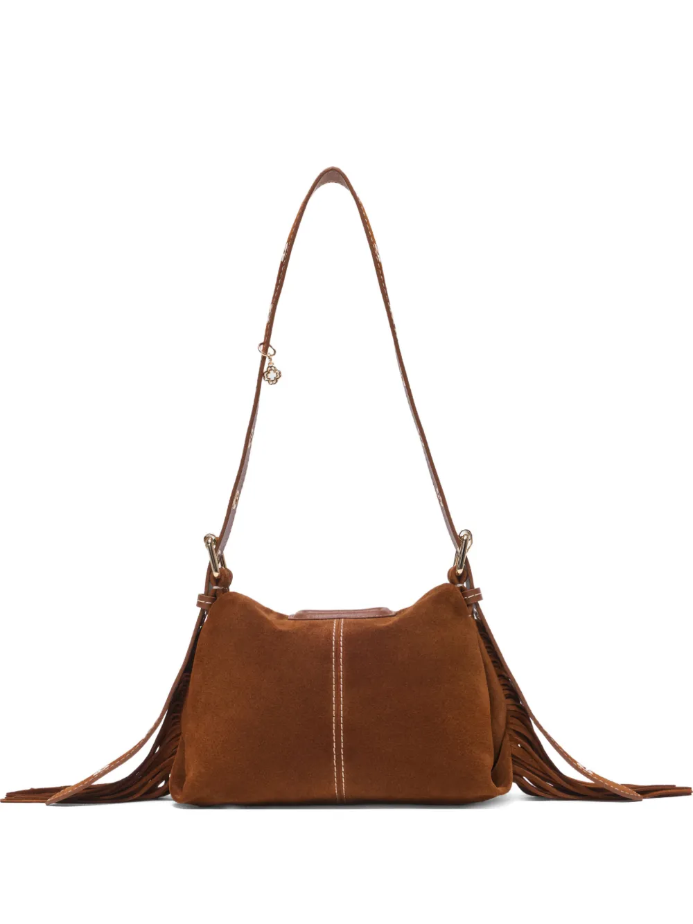 Maje fringed suede shoulder bag - Marrone