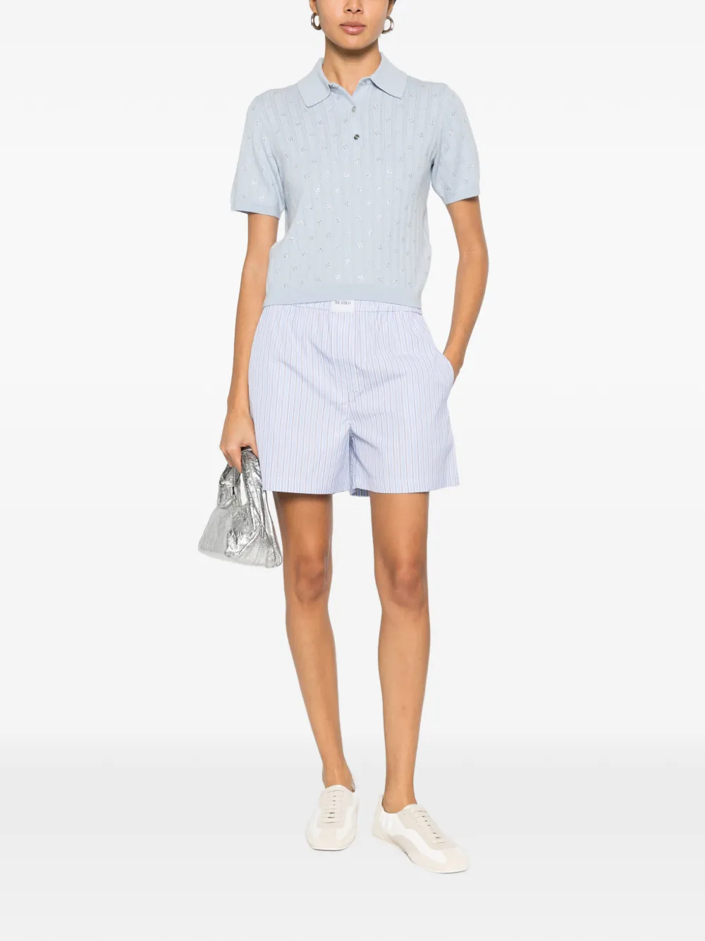  Maje Embellished-detail Polo Top - Blue 