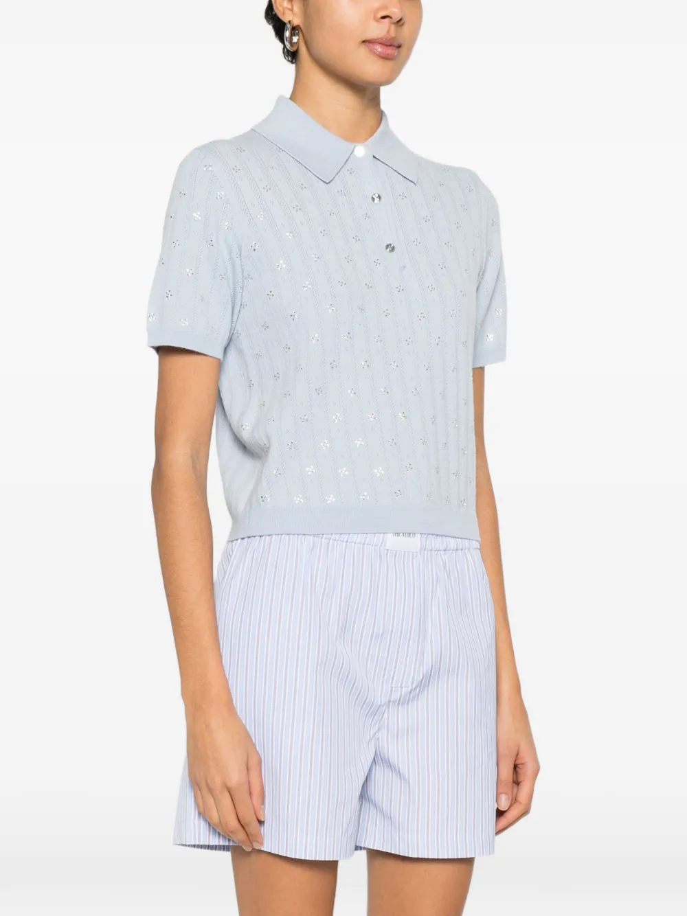  Maje Embellished-detail Polo Top - Blue 