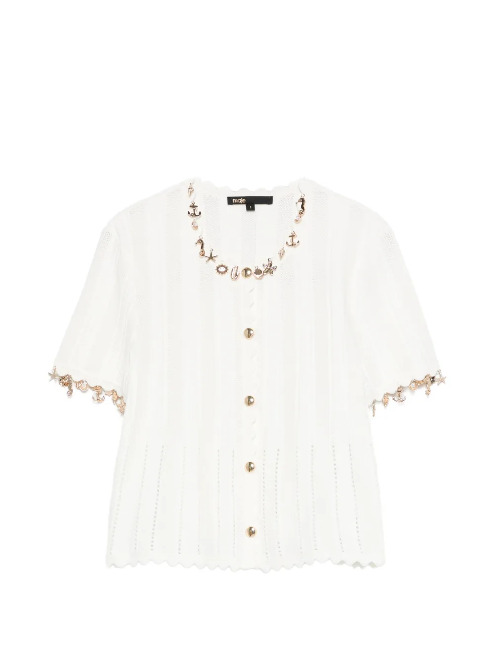 Maje Cardigan con decorazione - Bianco