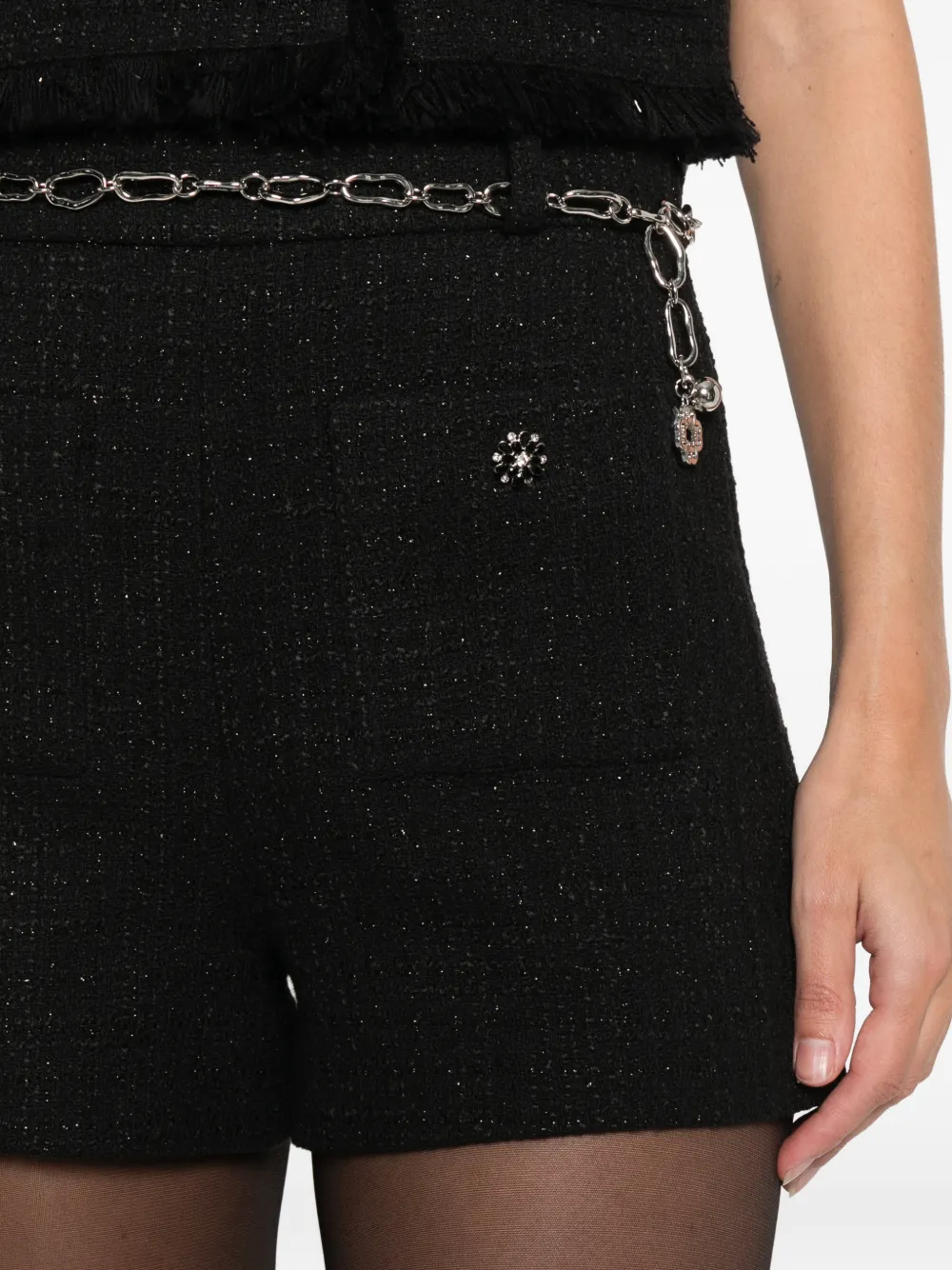 Maje Glanzende tweed shorts Zwart