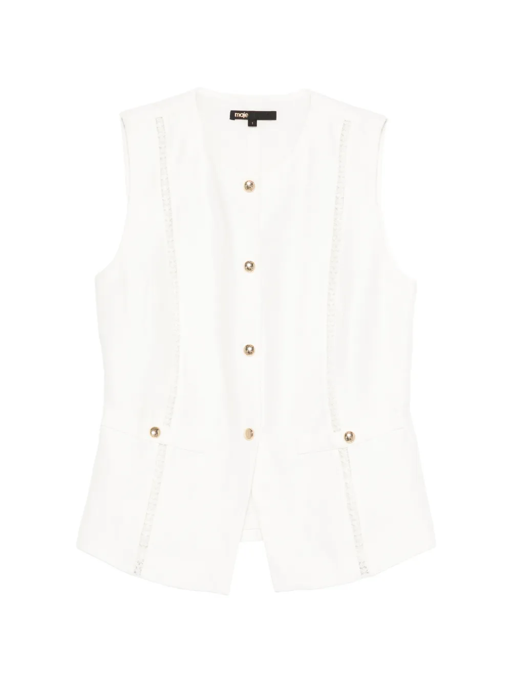 Maje Geknöpftes Tanktop aus Spitze - Weiß