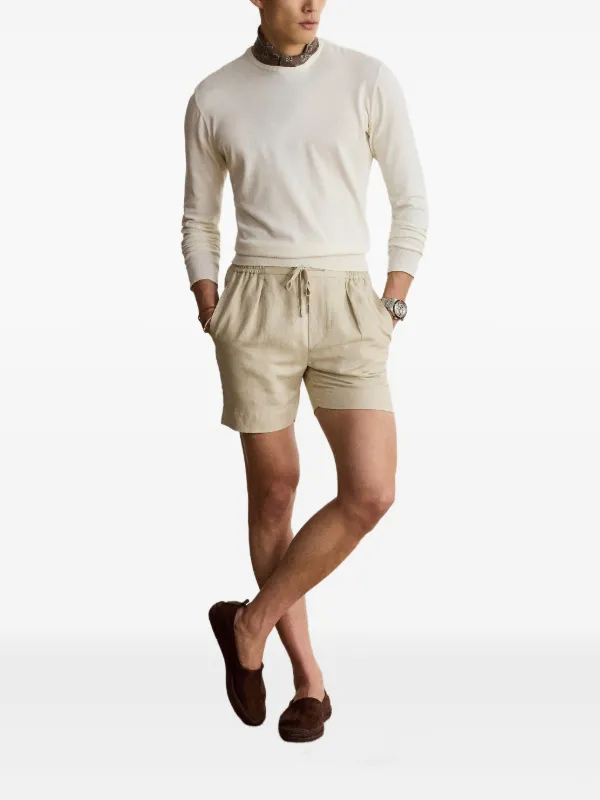 Ralph Lauren Purple Label Pleated Drawstring Short | Neutrals