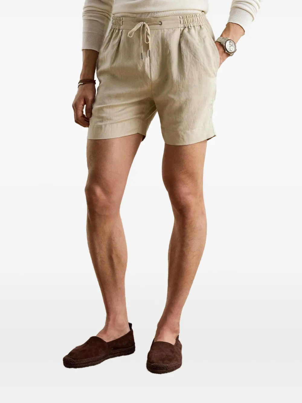 Ralph Lauren Purple Label Shorts met trekkoord en plooien Beige