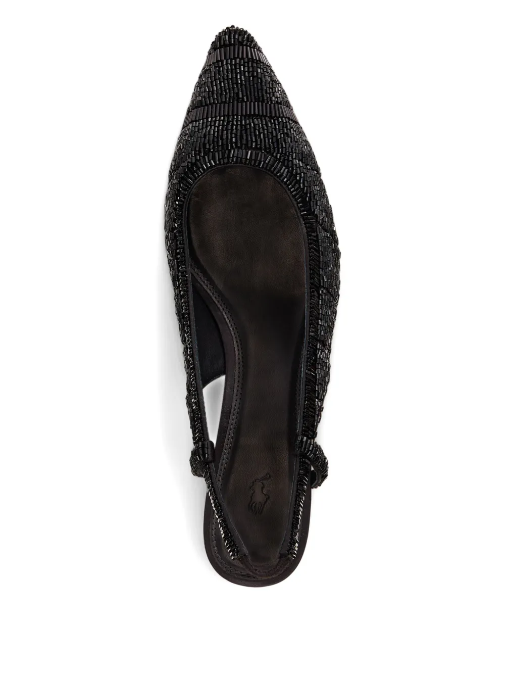 Polo Ralph Lauren 45mm Beaded Satin Slingback Pumps In Black