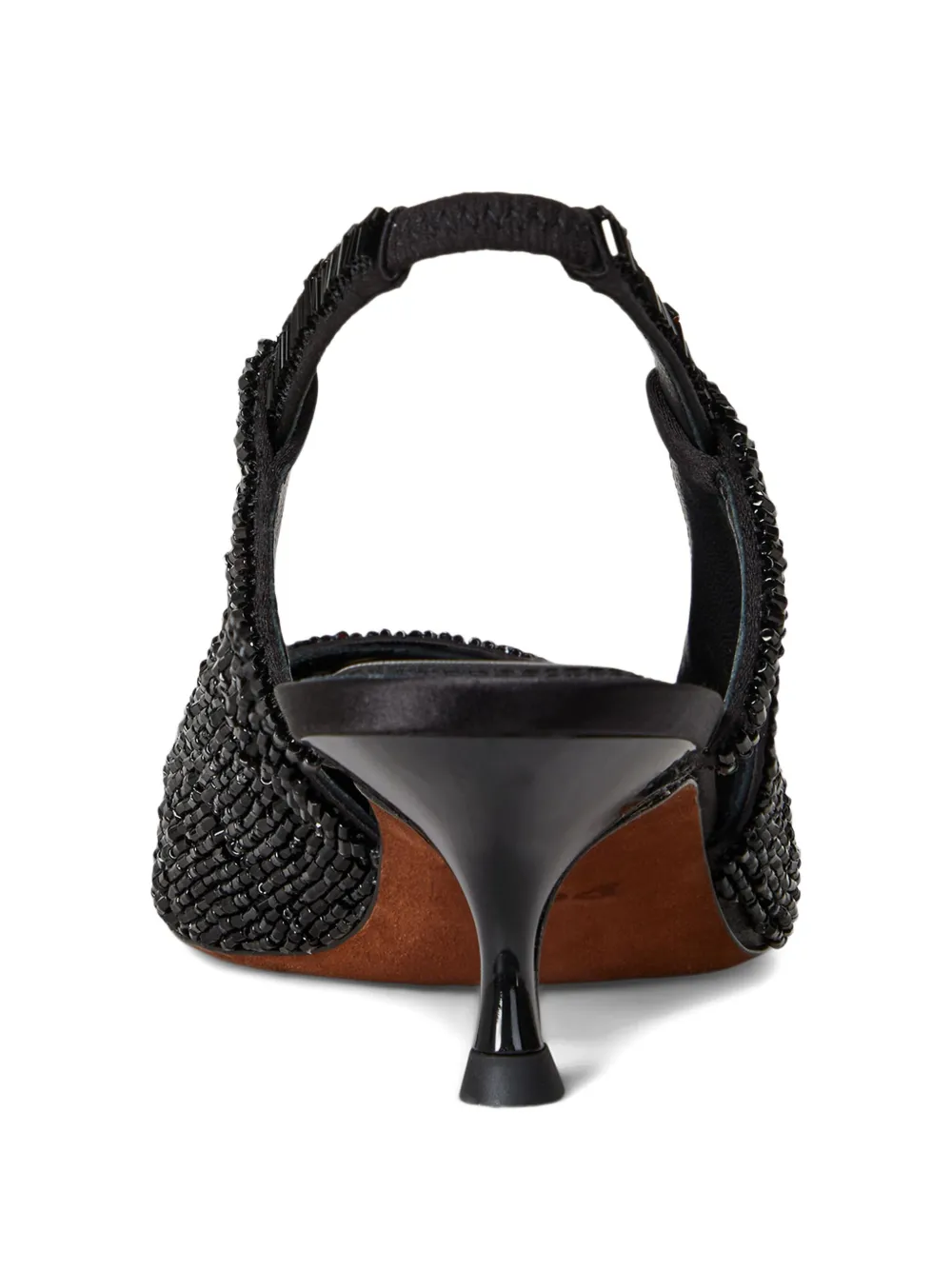 Polo Ralph Lauren 45mm Beaded Satin Slingback Pumps In Black