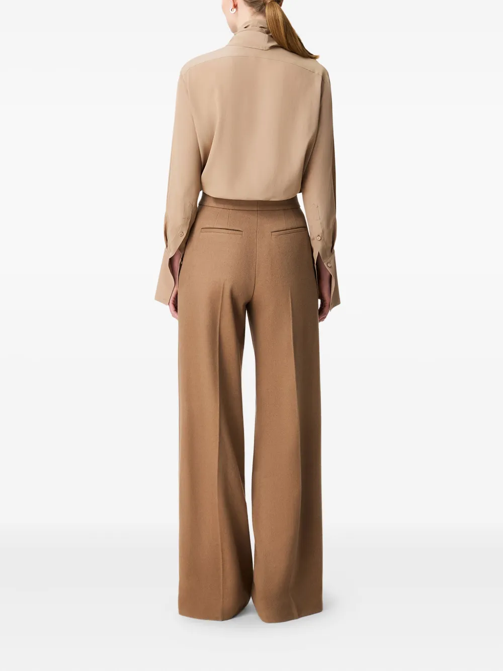 Another Tomorrow Pleated Trouser In Brown
