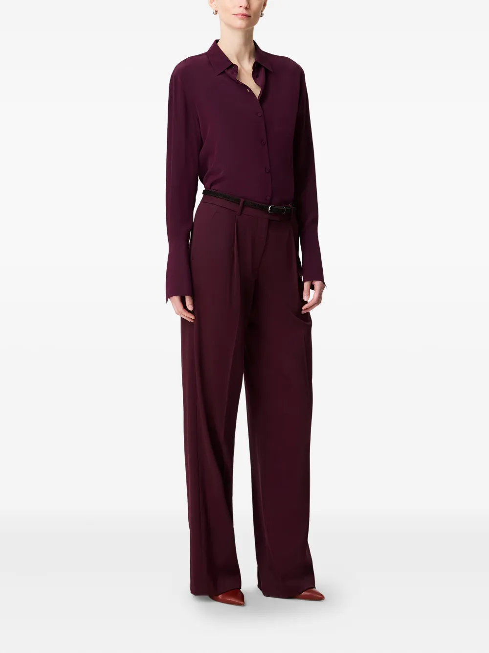 Another Tomorrow Silk Shirt In Purple