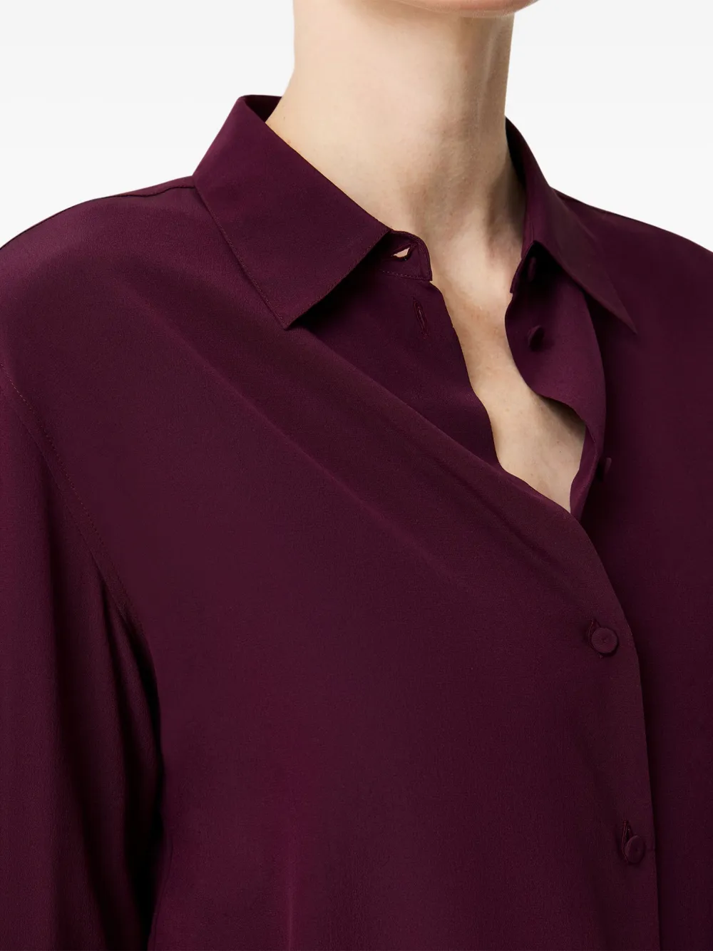 Another Tomorrow Silk Shirt In Purple