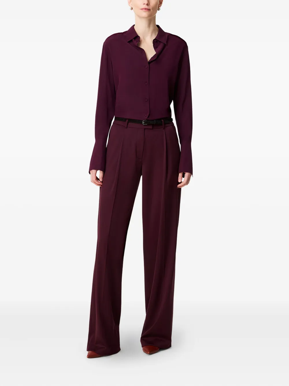 Another Tomorrow Silk Shirt In Purple