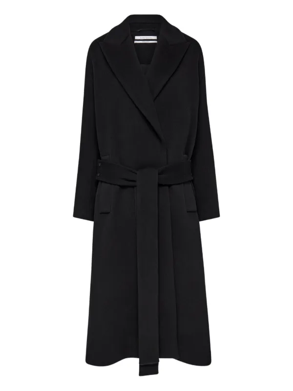 Another Tomorrow Belted Wrap Coat in Black