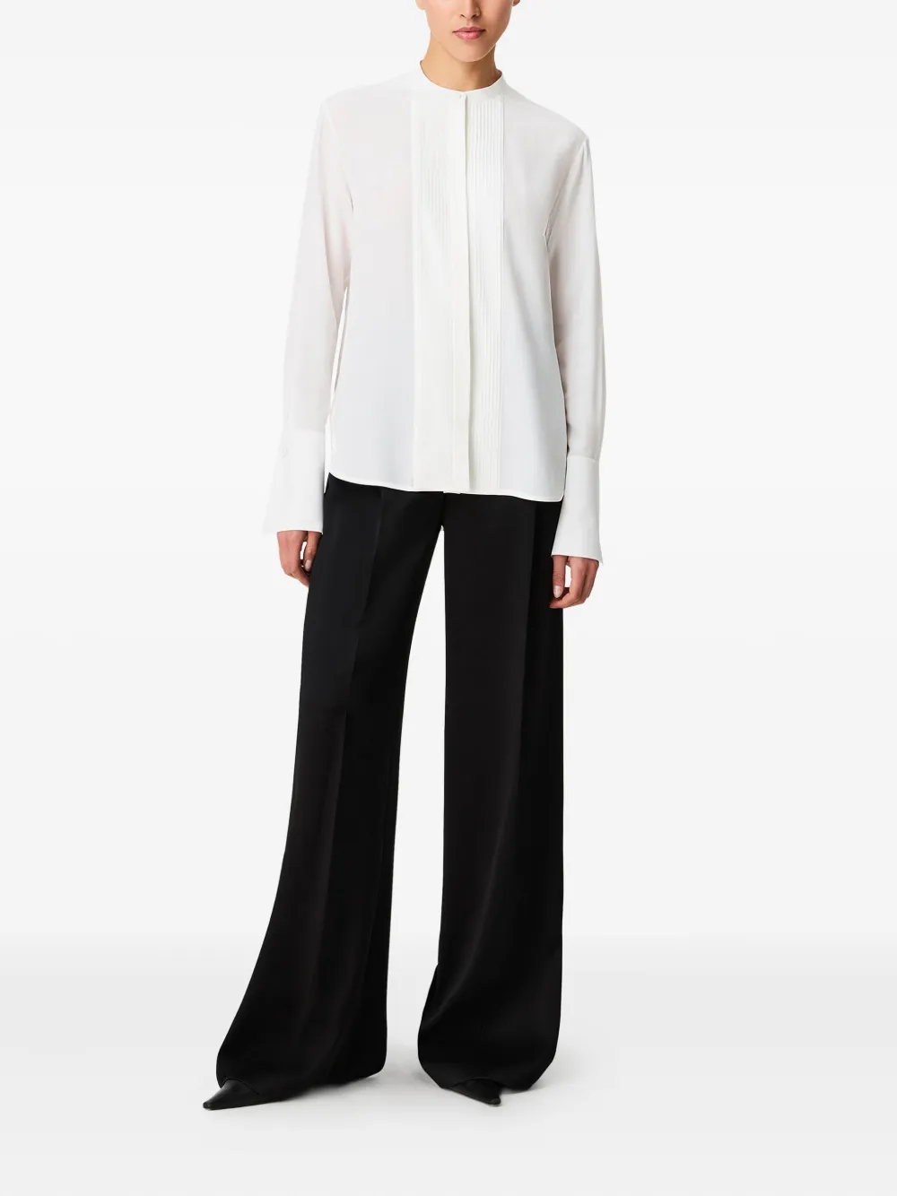 Another Tomorrow pleated tuxedo shirt - Wit