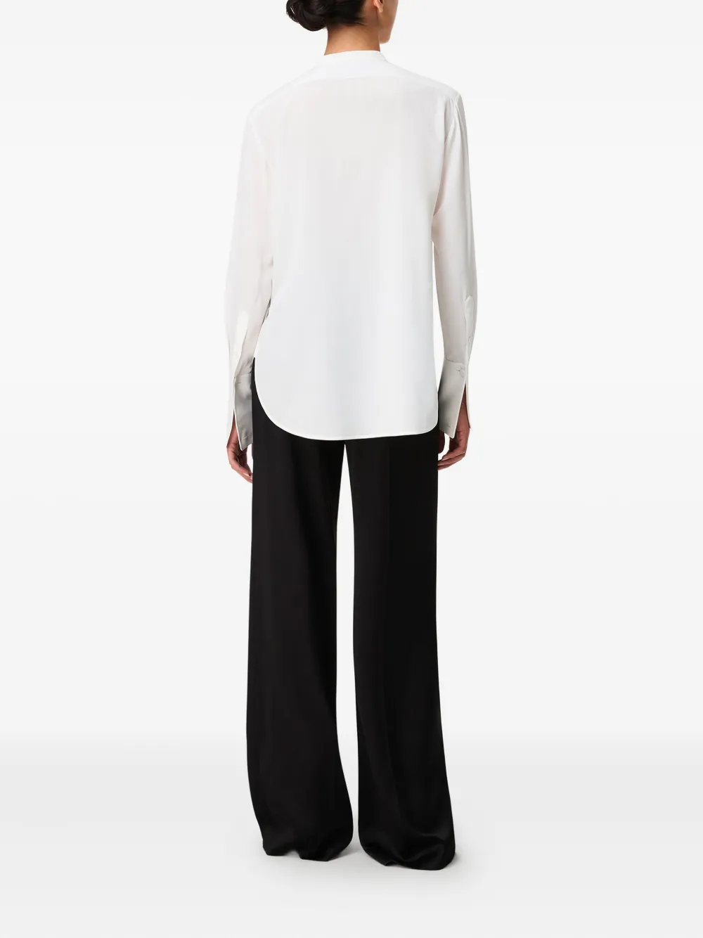 Another Tomorrow Pleated Tuxedo Shirt In White