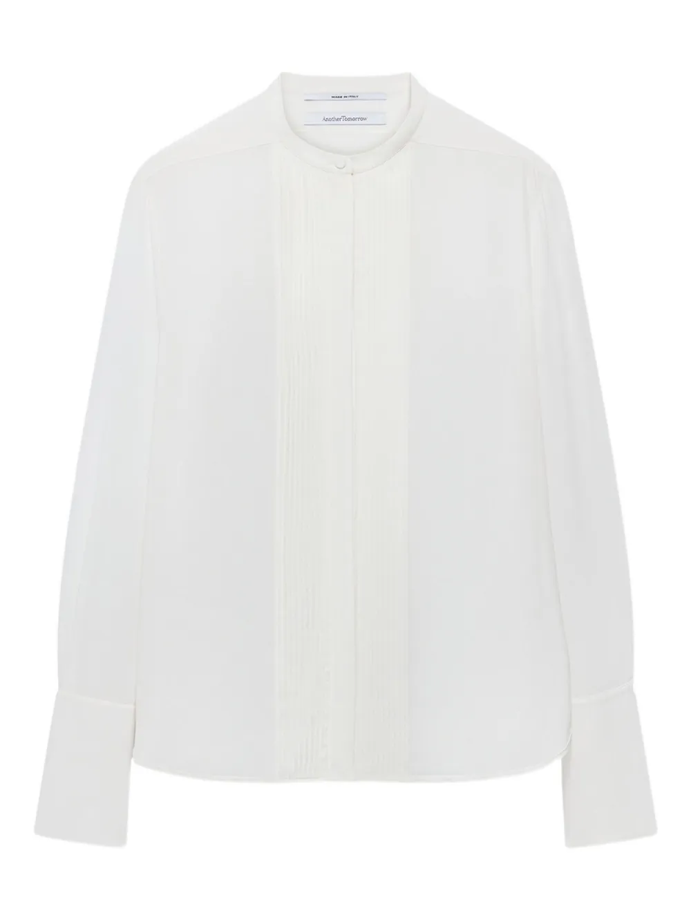Another Tomorrow pleated tuxedo shirt - ホワイト Another Tomorrow pleated tuxedo shirt - ホワイト