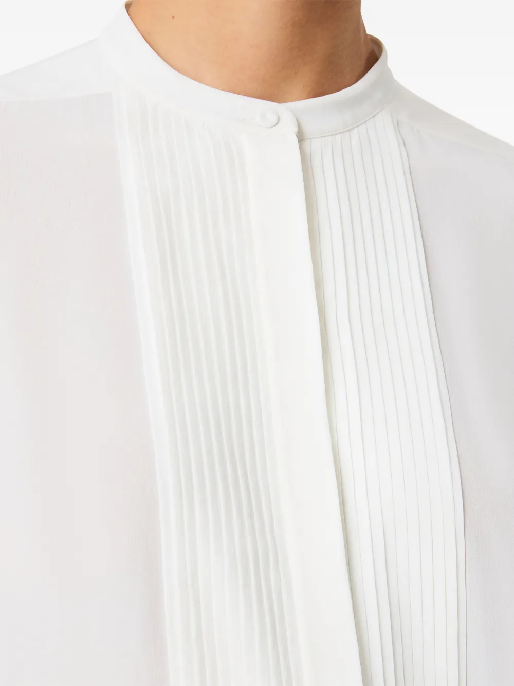 Another Tomorrow Pleated Tuxedo Shirt In White
