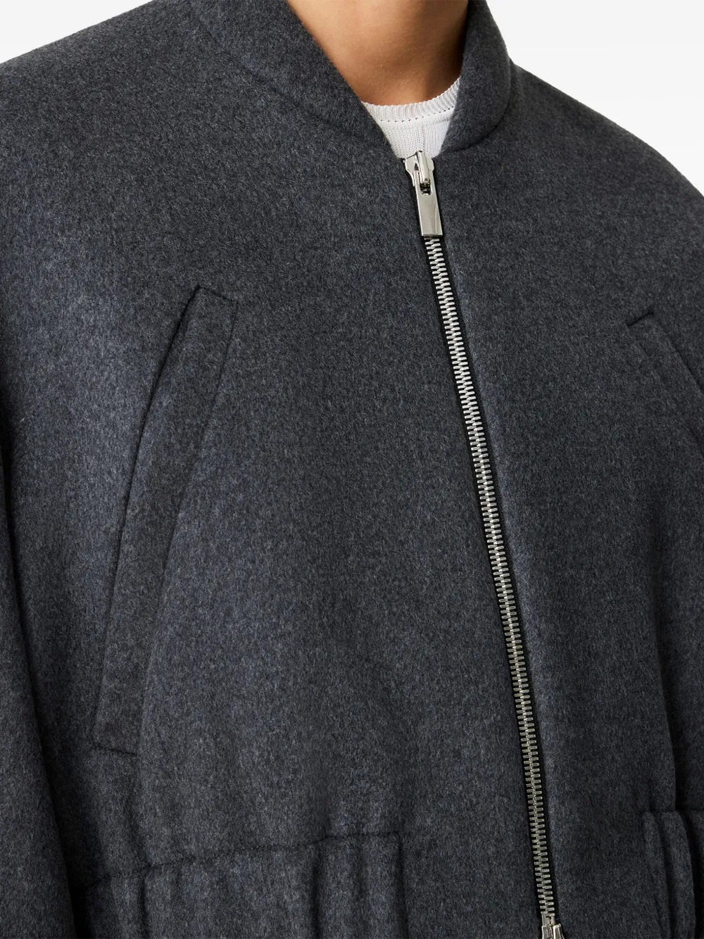 Another Tomorrow Bomber Jacket Light Grey Melange In Gray