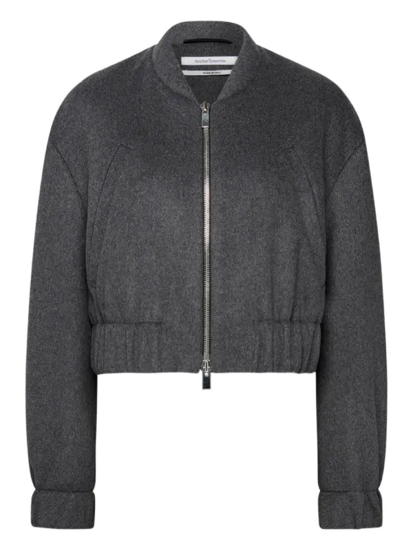 Another Tomorrow Zip Bomber Jacket in Grey