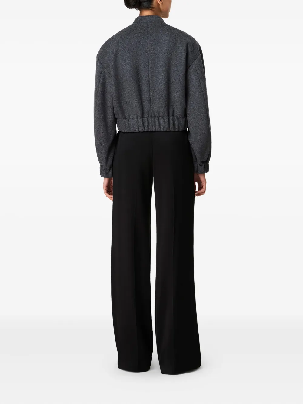 Another Tomorrow Bomber Jacket Light Grey Melange In Gray