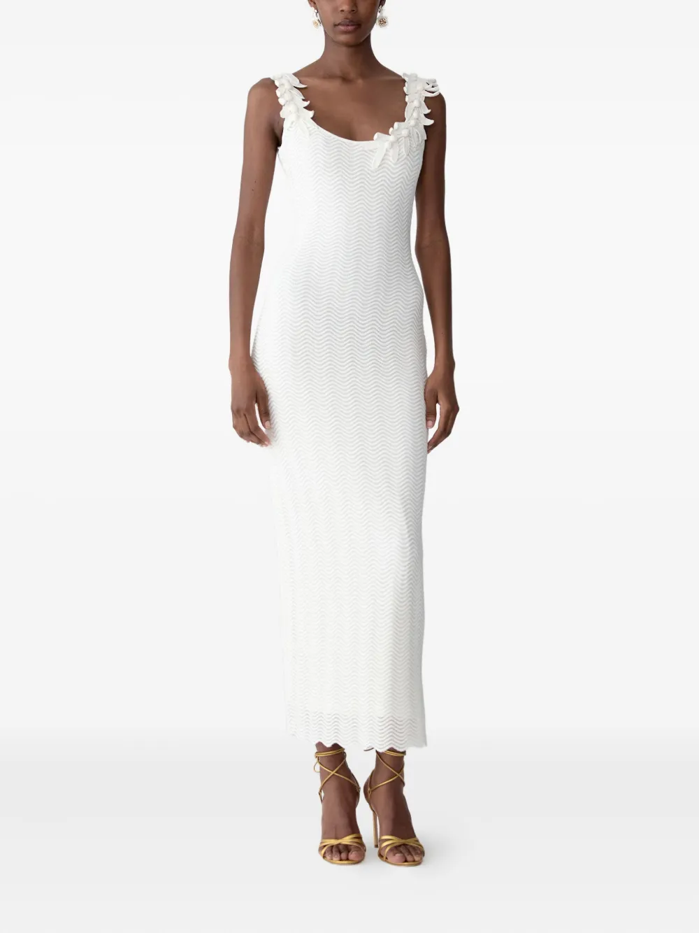 Carolina Herrera Mouwloze midi-jurk met gehaakte bandjes - Wit