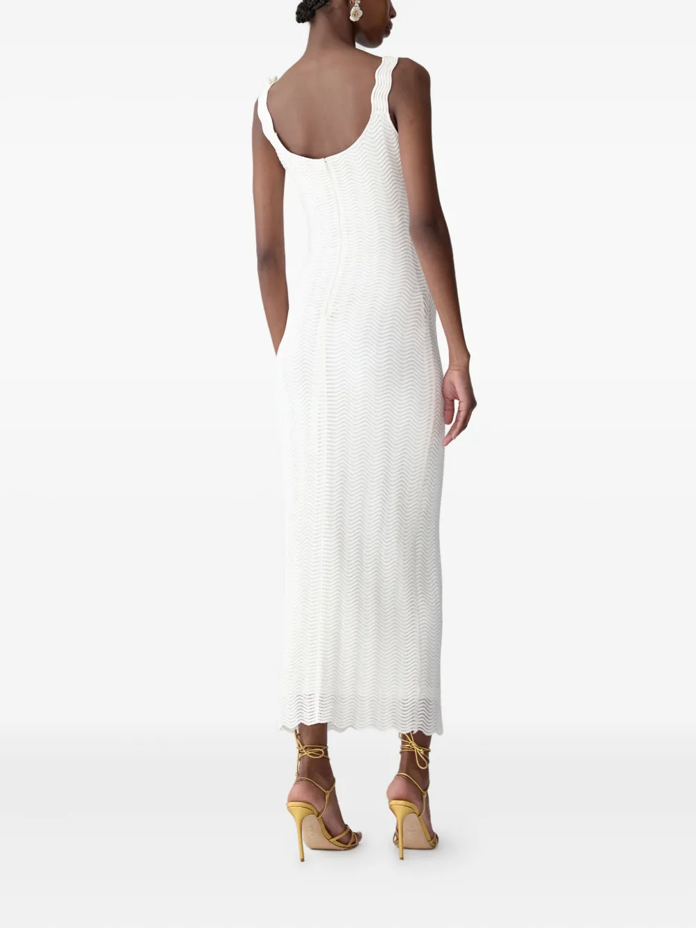 Carolina Herrera Mouwloze midi-jurk met gehaakte bandjes Wit