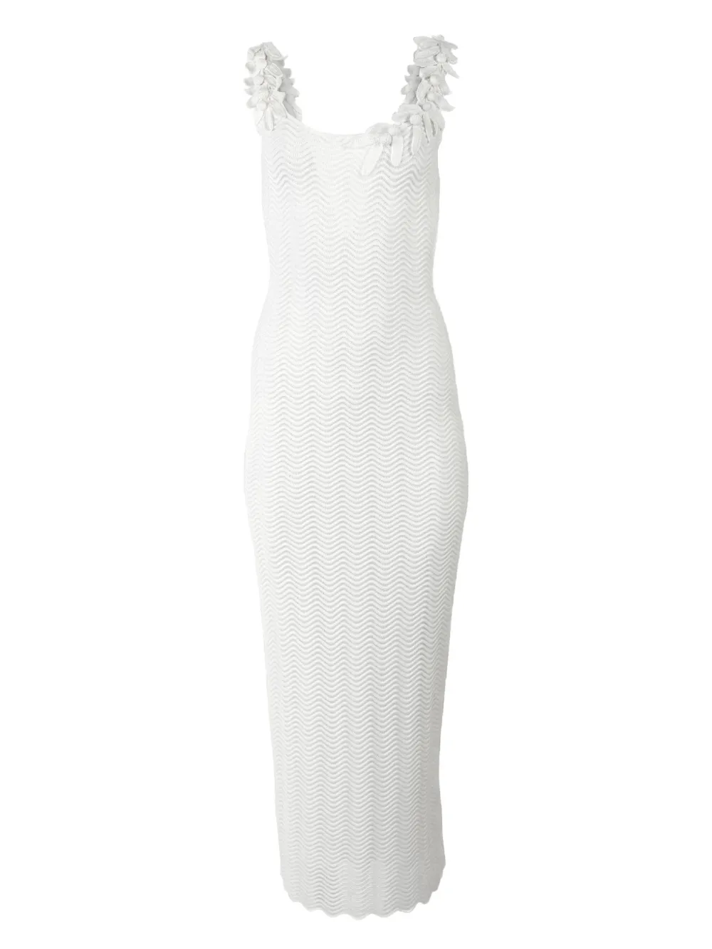 Carolina Herrera Abito midi con spalline all'uncinetto - Bianco