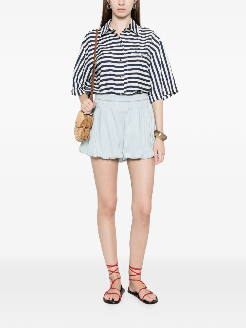 Maje Chambray ballonskort Blauw