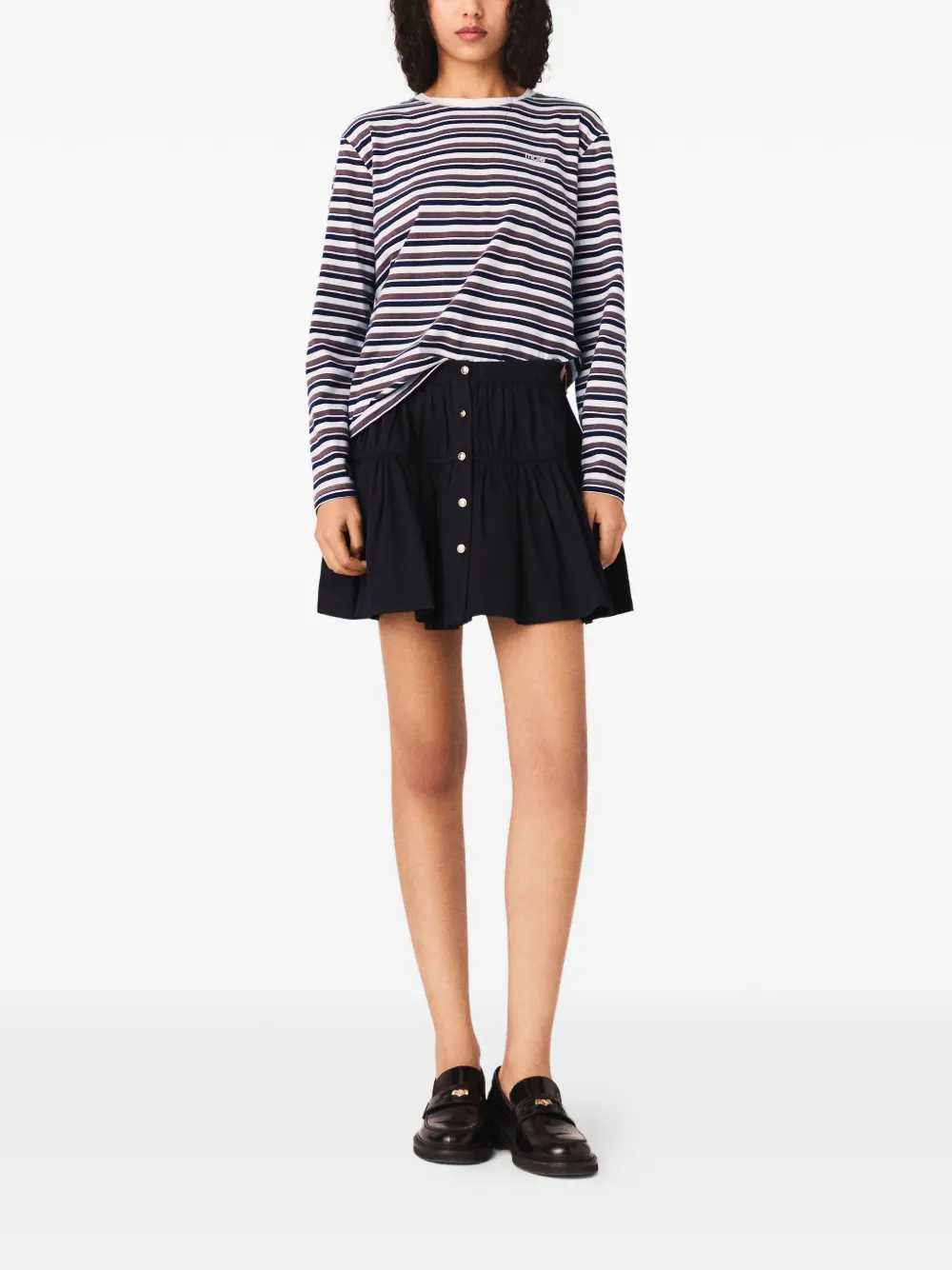 Maje Gestreept T-shirt met lange mouwen Blauw