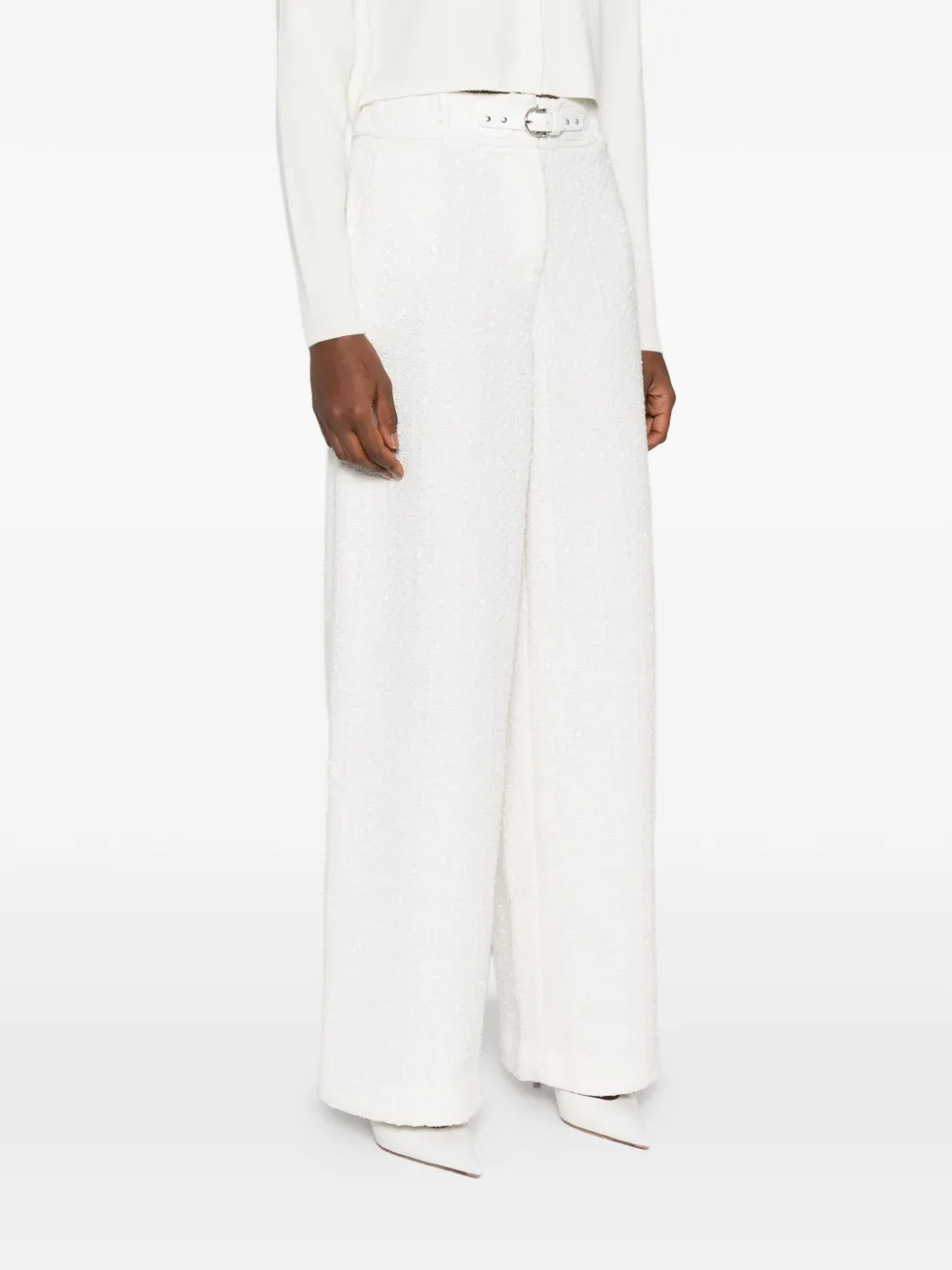  Maje Belt Flared Trousers - White 
