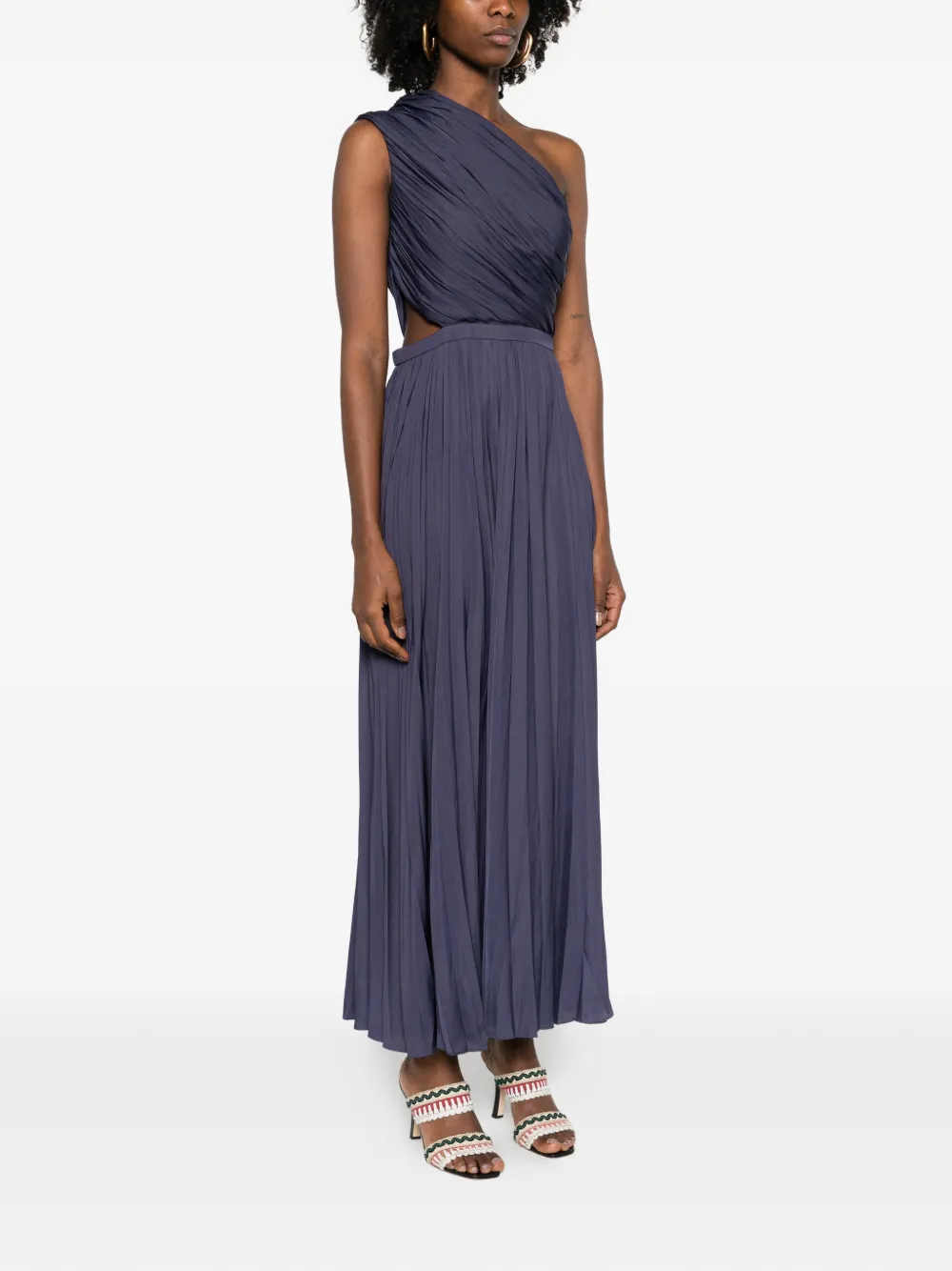  Maje Vestido Midi Plisado - Azul 