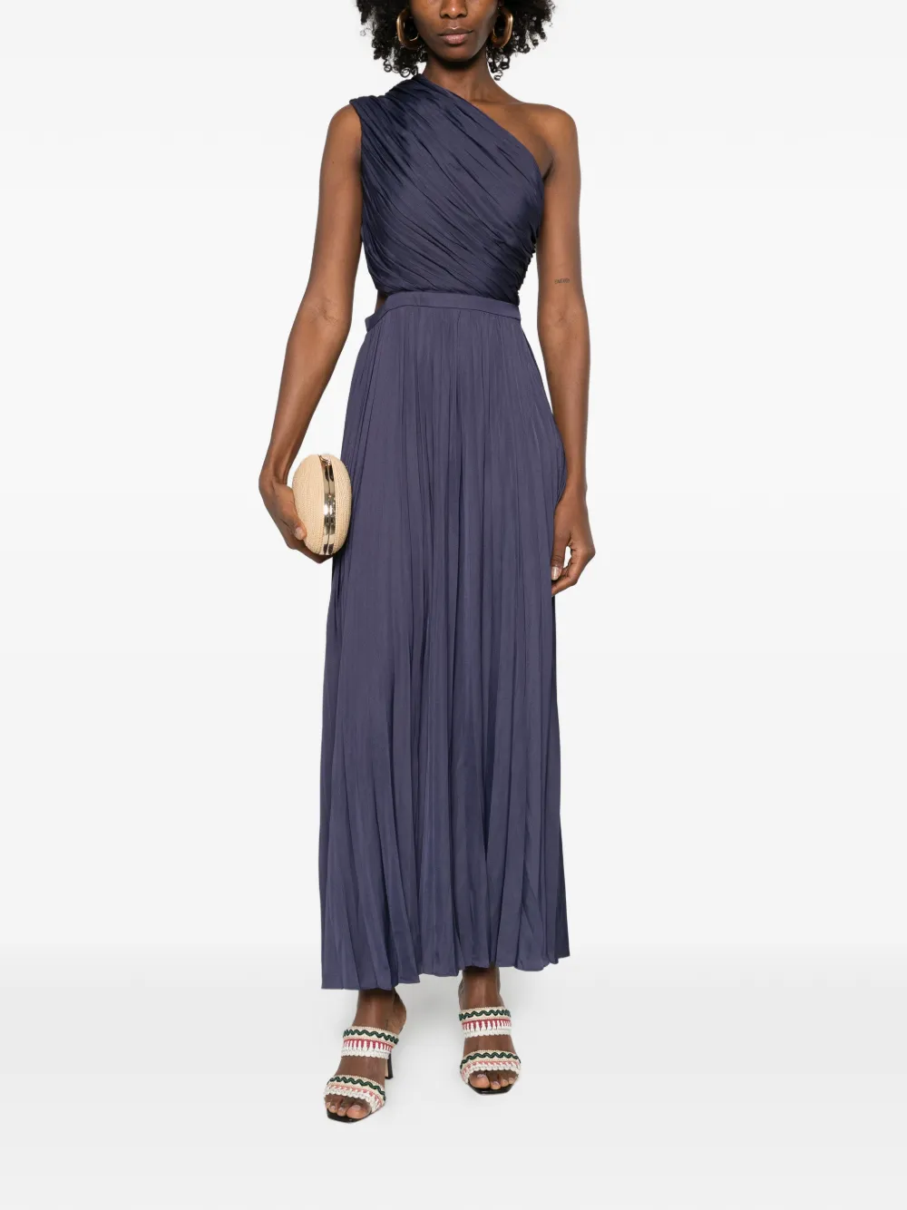  Maje Vestido Midi Plisado - Azul 