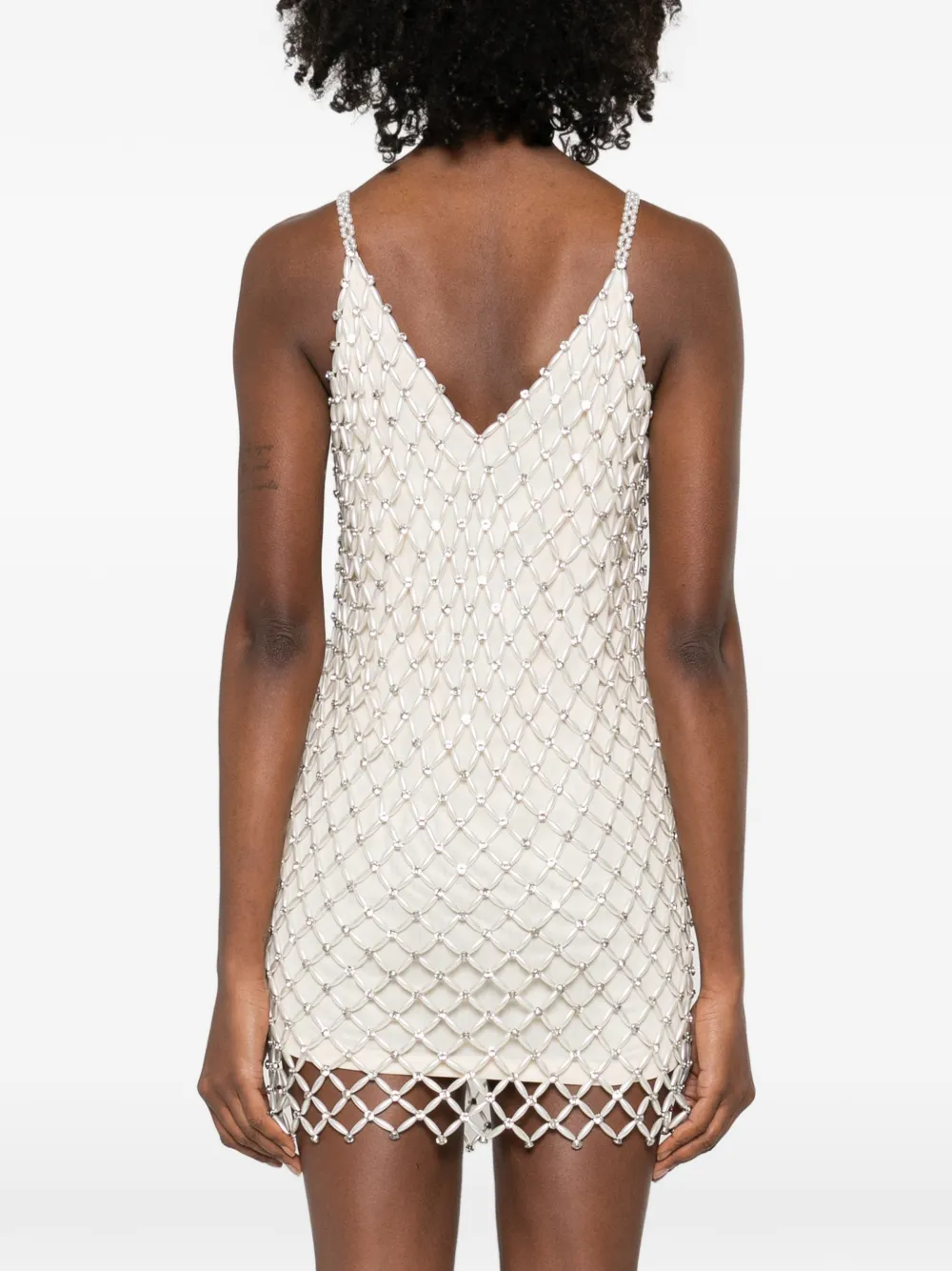 Maje Mini-jurk met kralen en V-hals Beige