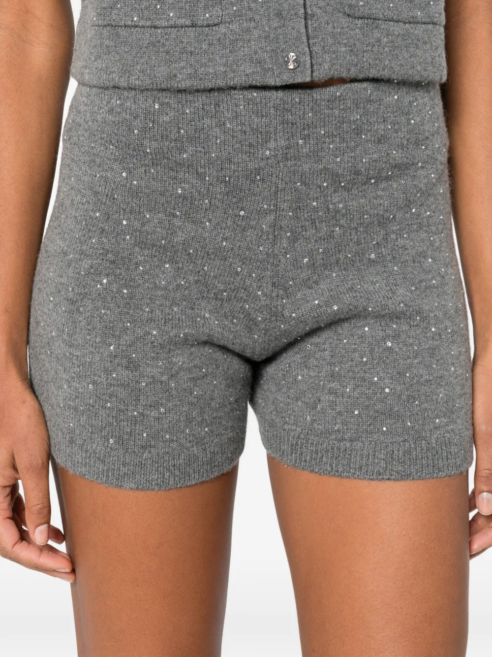 Maje Verfraaide gebreide shorts Grijs
