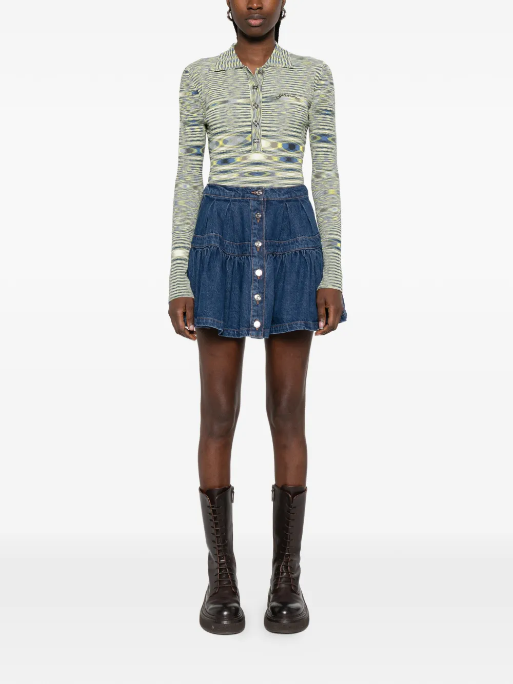  Maje Button-up Mini Skirt - Blue 