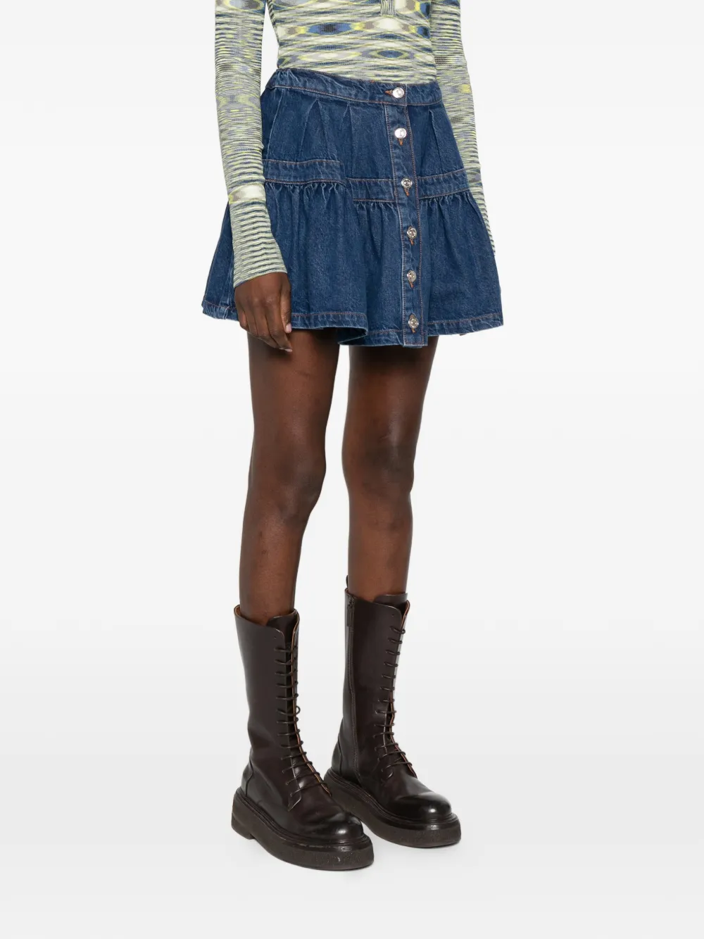  Maje Button-up Mini Skirt - Blue 