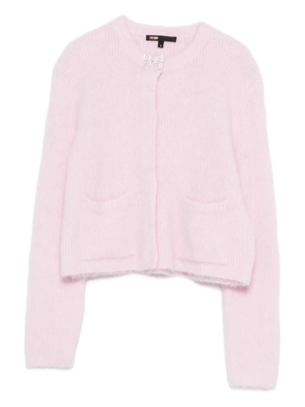 Maje collar-embellished long-sleeve cardigan - Rosa