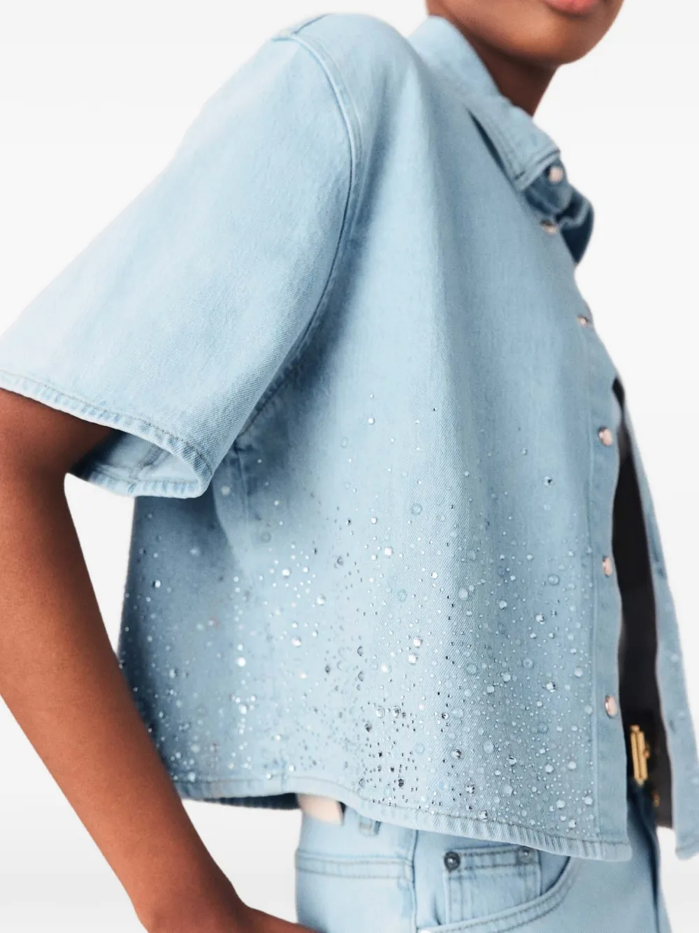 Maje Katoenen boxy blouse met verfraaiing Blauw