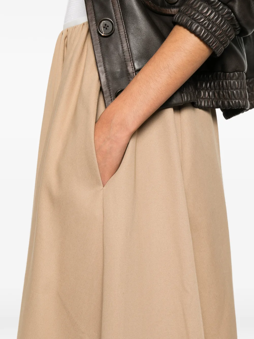Maje Midi-rok met elastische taille Beige