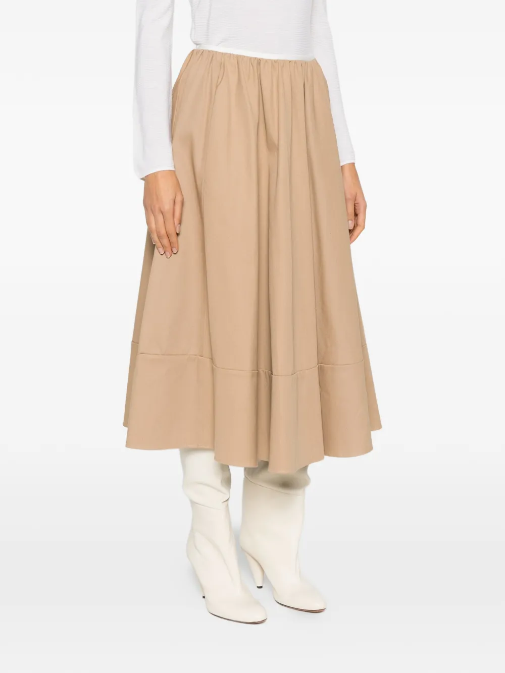 Maje Midi-rok met elastische taille Beige