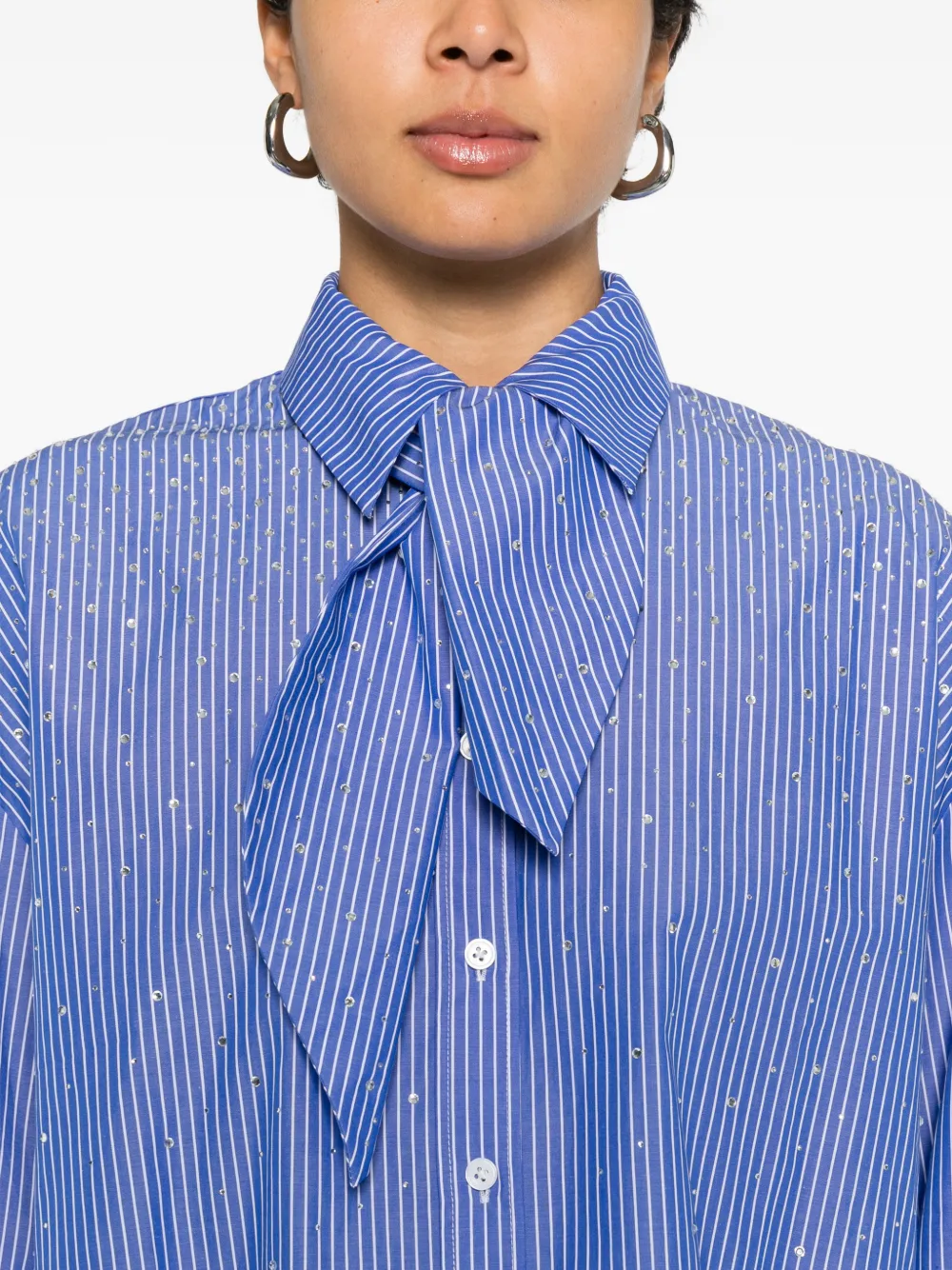 Maje Gestreepte blouse met kralen Blauw