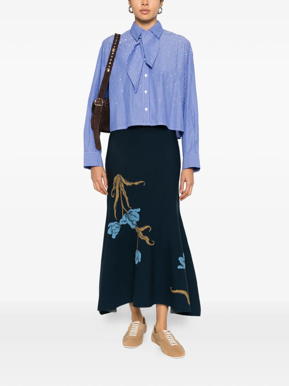  Maje Striped Beaded Shirt - Blue 