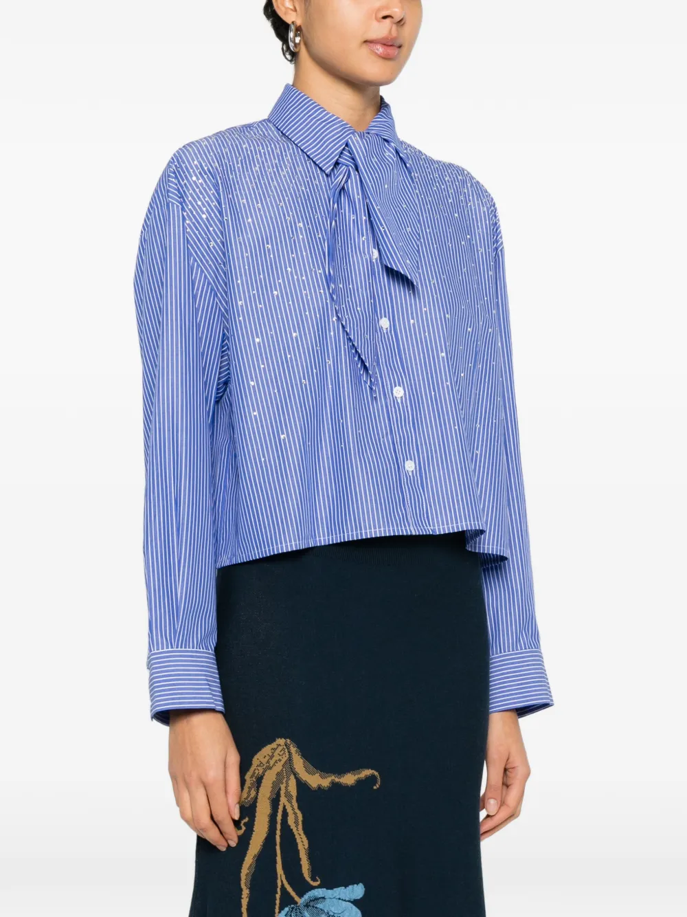  Maje Striped Beaded Shirt - Blue 