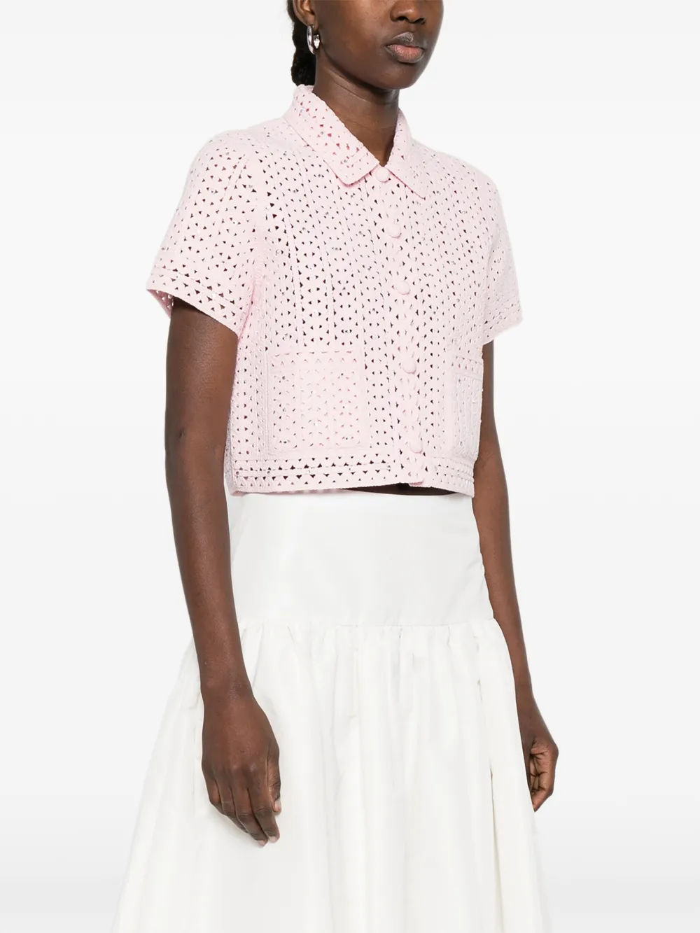  Maje Crochet Shirt - Pink 