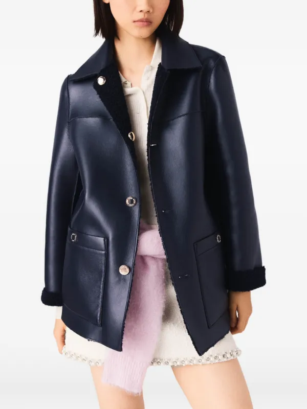 新品未使用 ジェーンマープル Velvet trim coat Maje Reversible Jacket | Blue | FARFETCH RO
