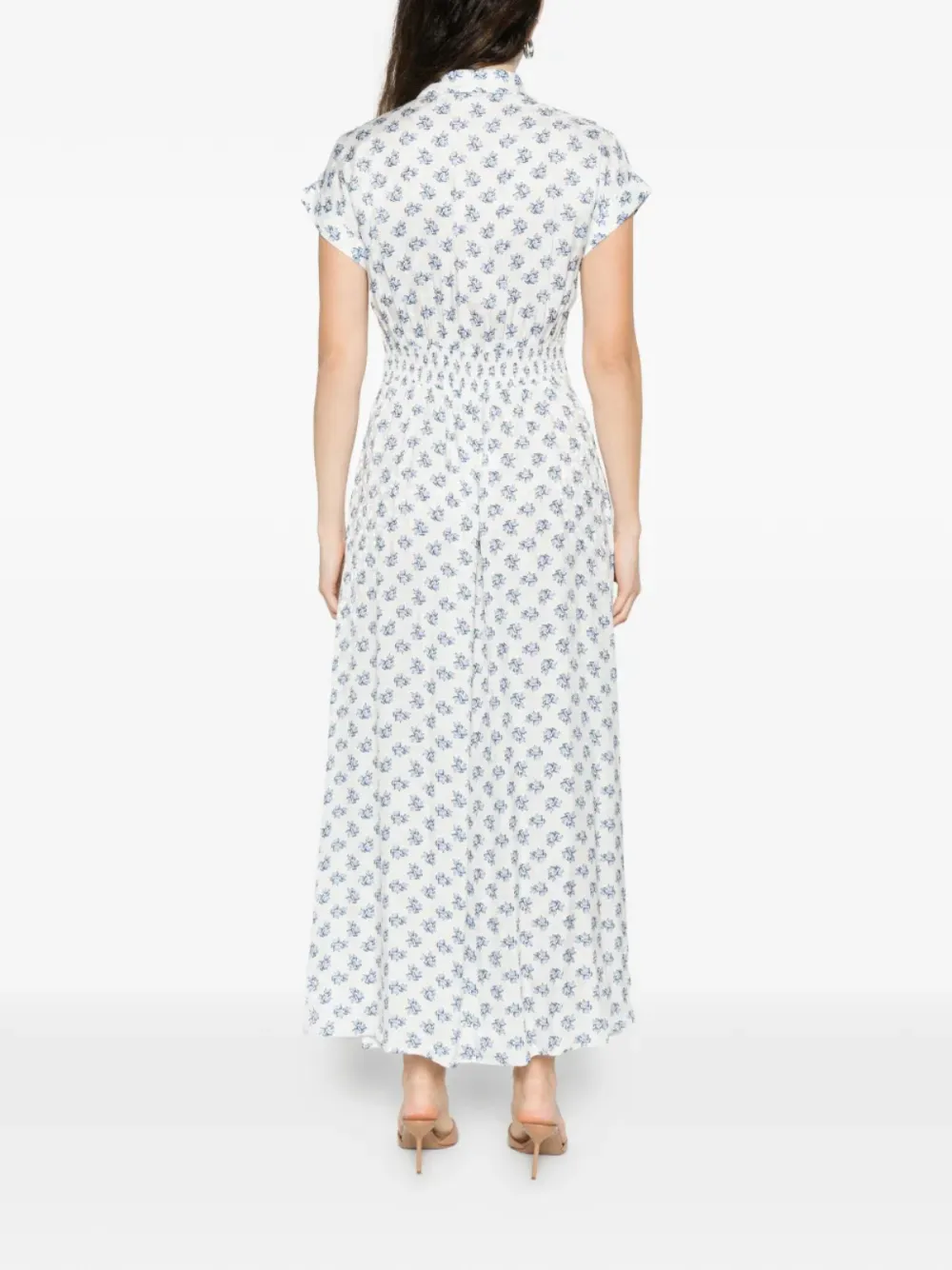 Maje Maxi-jurk met knopen en bloemenprint Wit