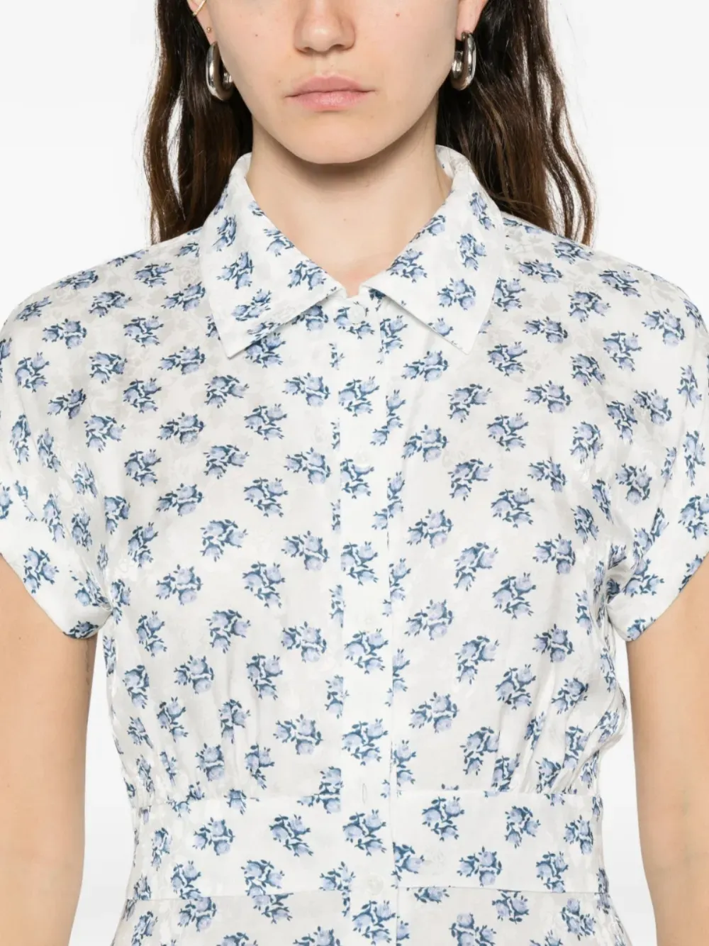 Maje Maxi-jurk met knopen en bloemenprint Wit