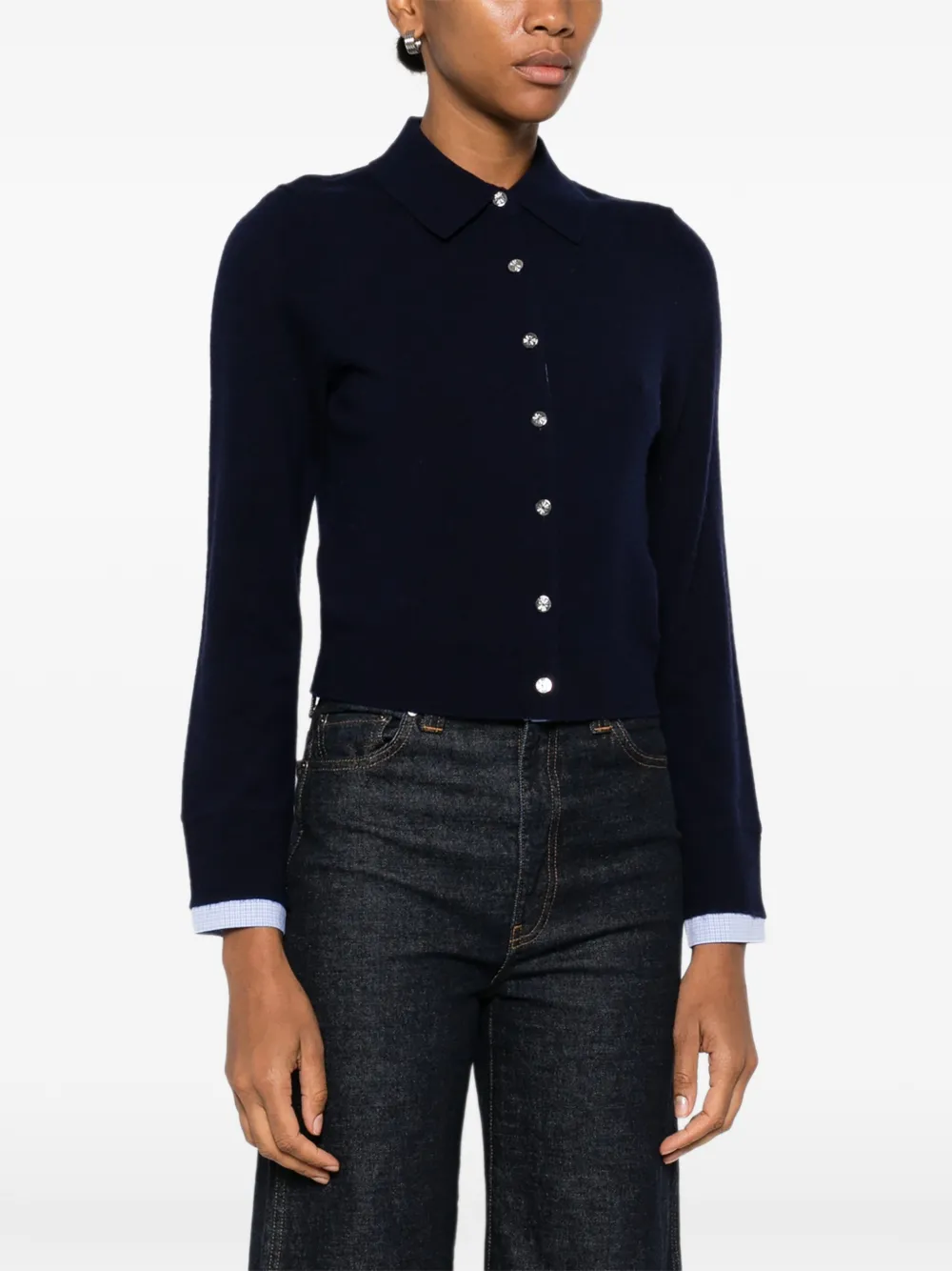  Maje Button-front Collared Cardigan - Blue 