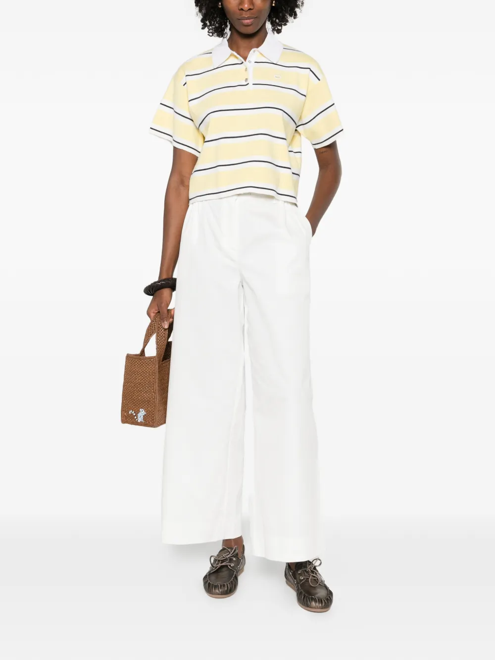 Maje Gestreept poloshirt Geel