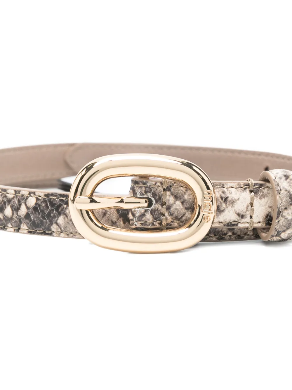  Maje Snake-print Oval-buckle Belt - Neutrals 