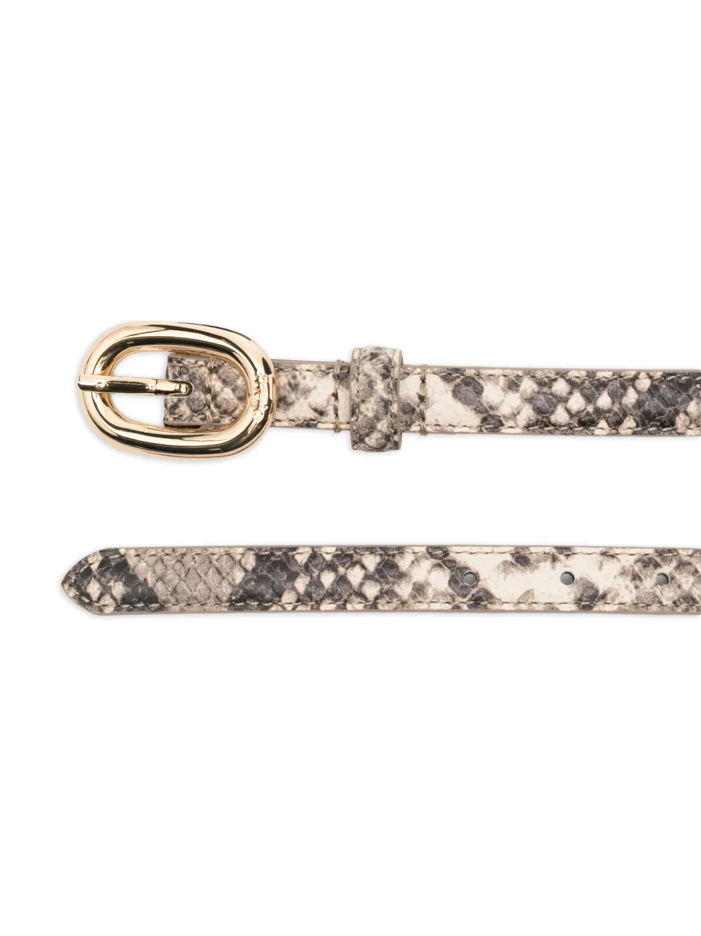  Maje Snake-print Oval-buckle Belt - Neutrals 