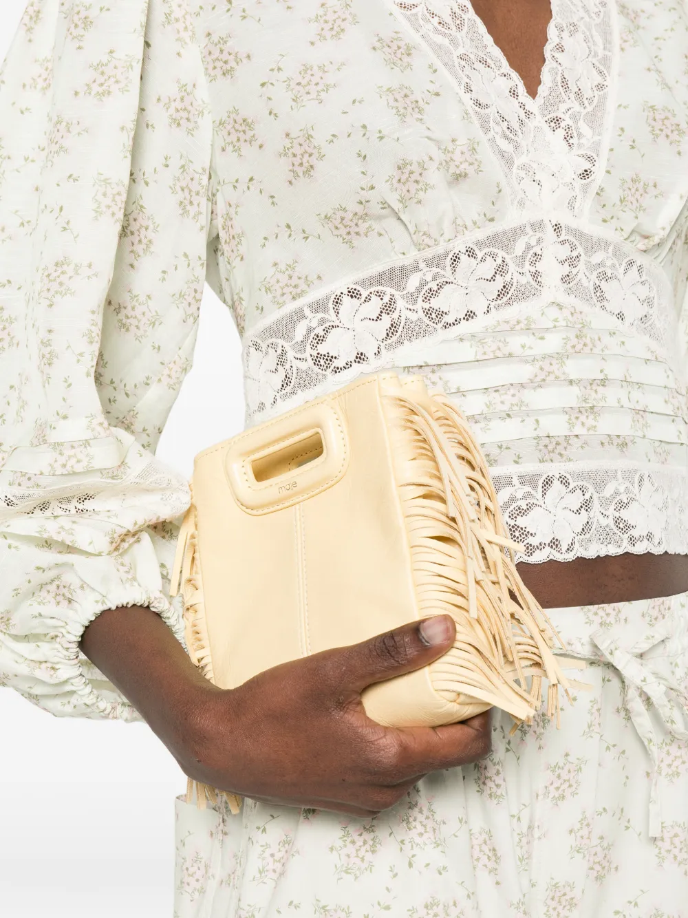  Maje Mini M Fringe Tote Bag - Neutrals 